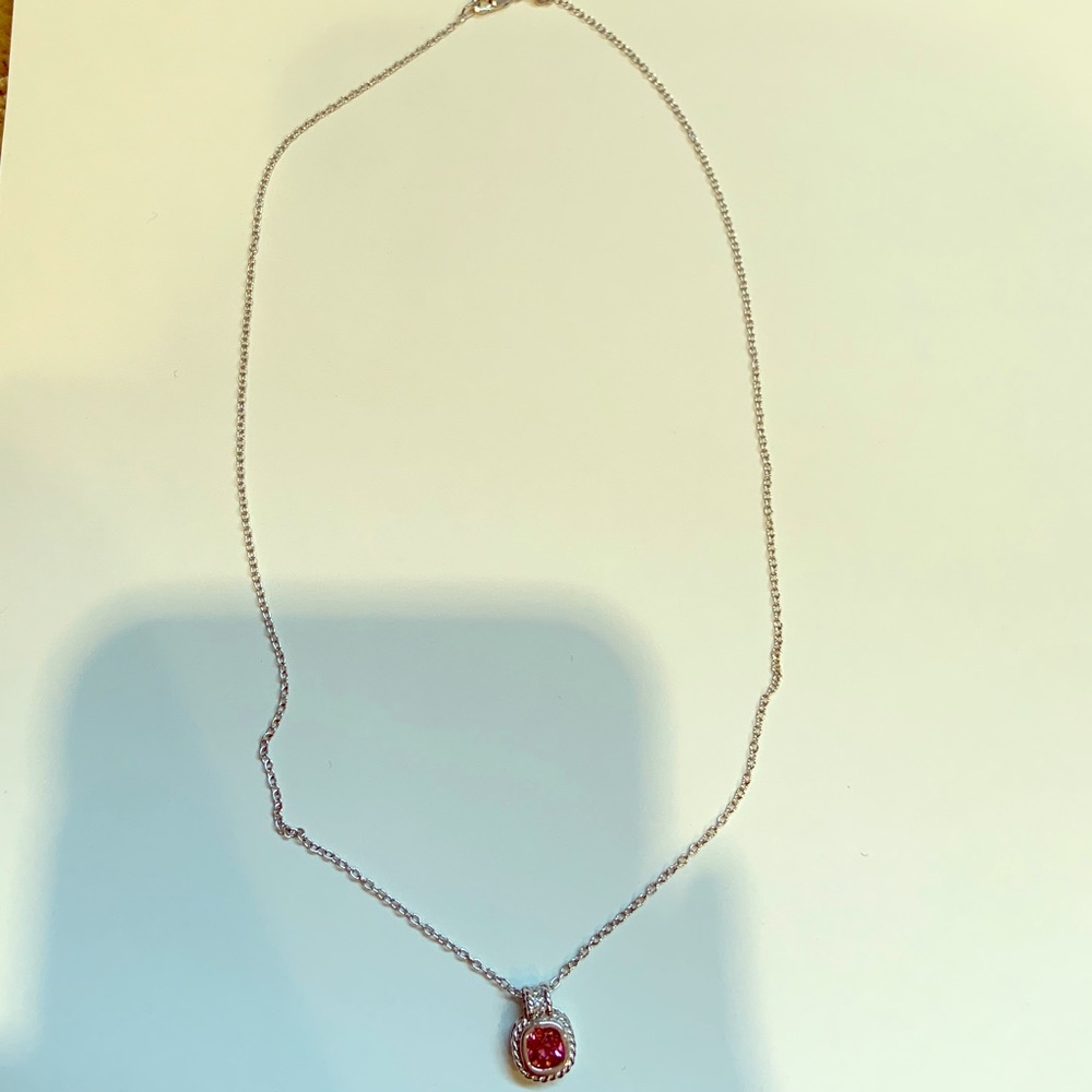 Beautiful Sterling Silver Necklace w/ Pink Pendant
